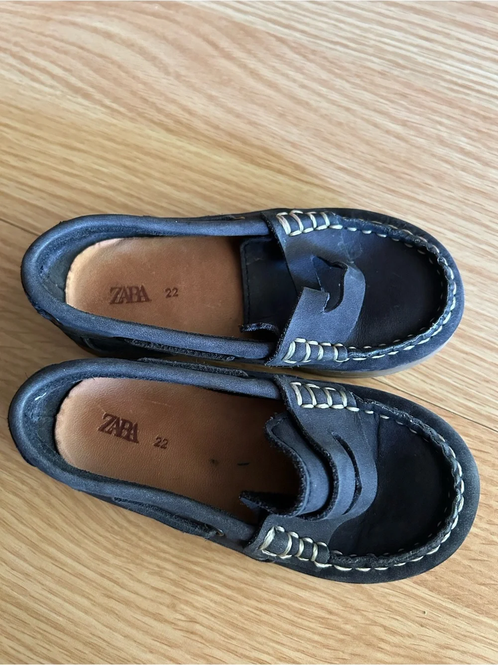 Zara Blue Suede Penny Loafers Toddler 22/6-6.5
